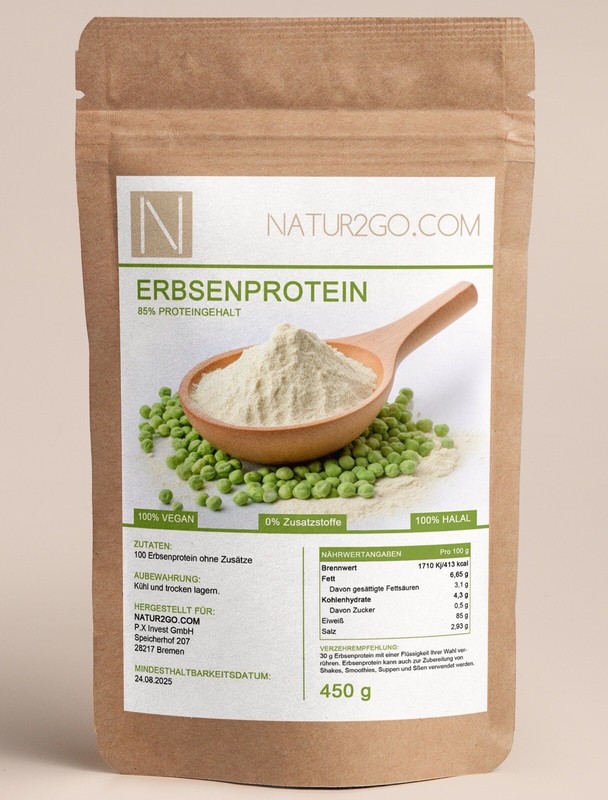 Erbsenprotein/Erbsenpulver Mit 85g Hochwertigem Veganem EiweiÃ 1100g/1,1kg Halal