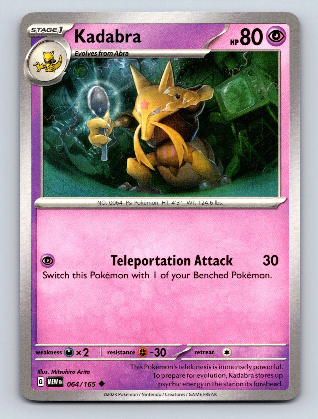 Kadabra HP 80 Teleportation Psychic Attack Stage 1 Pokémon