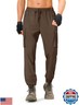 S Spowind Men's Hiking Pants Cargo Lightweight Quick Dry Elastic Waist Golf Joggers with Zipper Pockets Water Resistant Brown