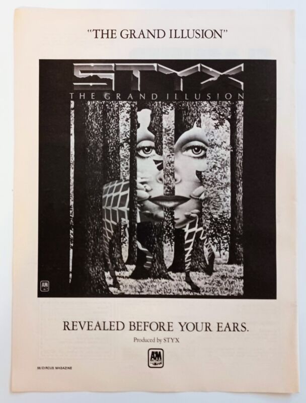 STYX THE GRAND ILLUSION~1977 Lp Promo~Vtg Print Advert Ad Mini-Poster Wall Decor