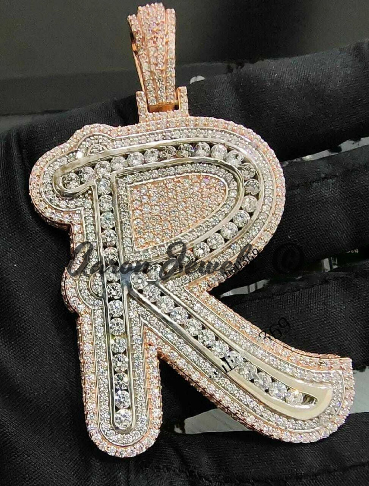 Pre-owned Handmade 6.77cts Moissanite Men's Any Initial "r" Pendant Real 925 Silver Passes Tester In White/colorless