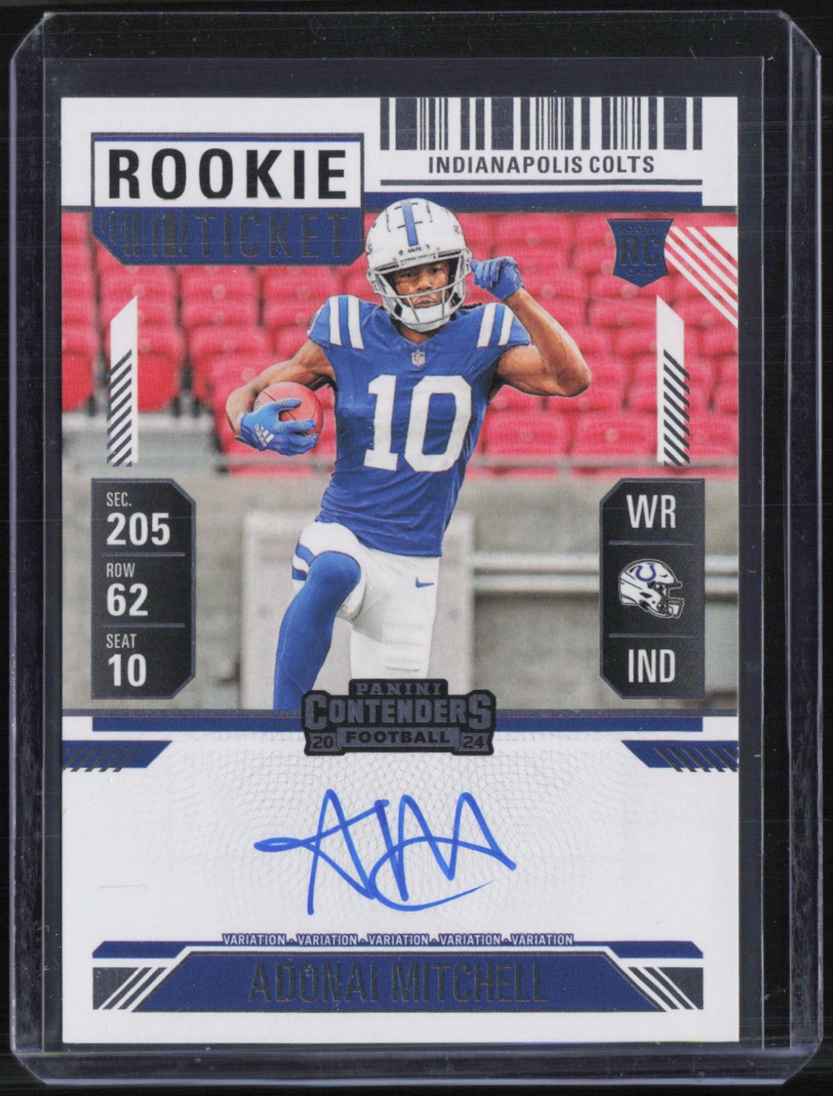 2024 Panini Contenders Rookie Ticket Variation #108 Adonai Mitchell Auto RC