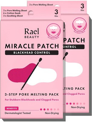 Rael Blackhead Remover, Miracle Patch Melting - Nose Strips 2X 3 Kits (6 Kits)