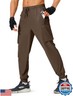 S Spowind Men's Hiking Pants Cargo Lightweight Quick Dry Elastic Waist Golf Joggers with Zipper Pockets Water Resistant Brown