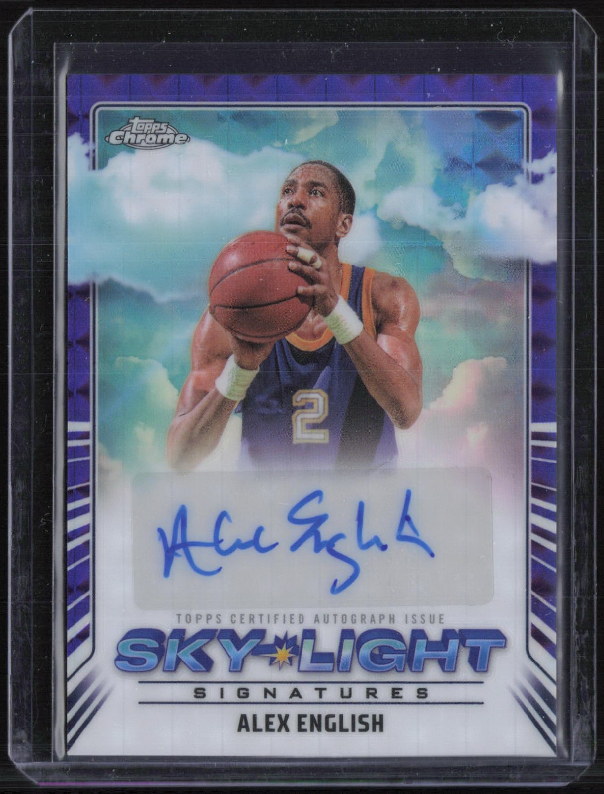 2024 Topps Chrome Sky-Light Purple Geometric Refractor Alex English Auto