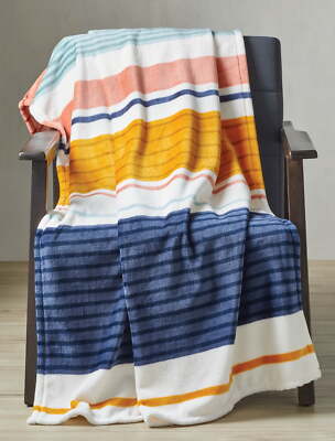Multi-Stripe Velvet Plush Throw, 50'' X 72''