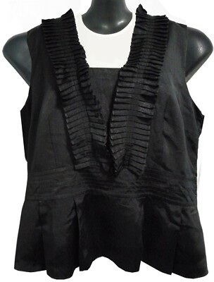 NEW Identity Black Flouncing Ruffle Neck Blaze Size 18