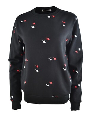 BNWT WOMEN'S MCQ ALEXANDER MCQUEEN SWALLOW BIRD PRINT SWEATSHIRT BLACK RED WHITE