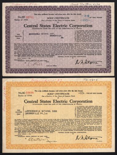 1930/1931 Virginia: 2x Central States Electric Corporation