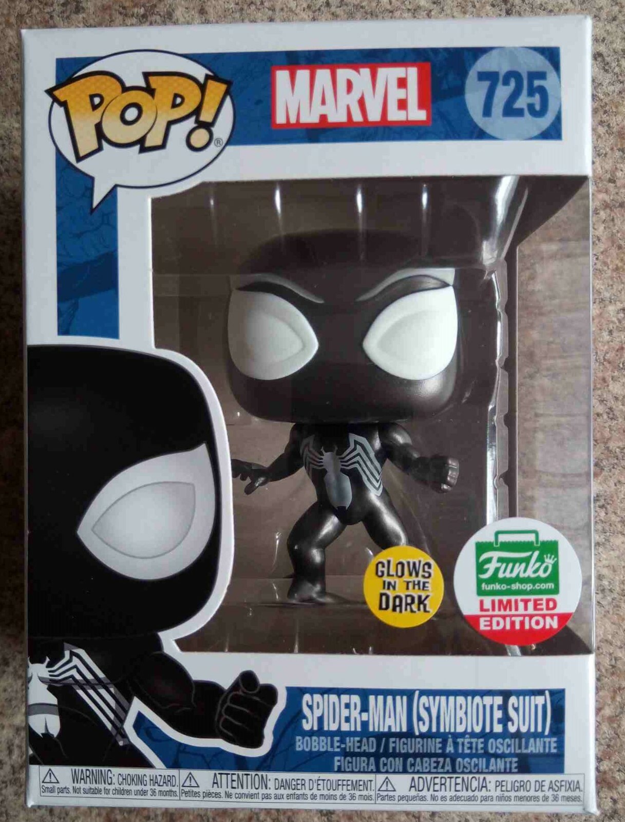 Funko Pop SPIDER-MAN SYMBIOTE SUIT 725 GITD Glows Marvel Exclusive Funko  Shop | eBay
