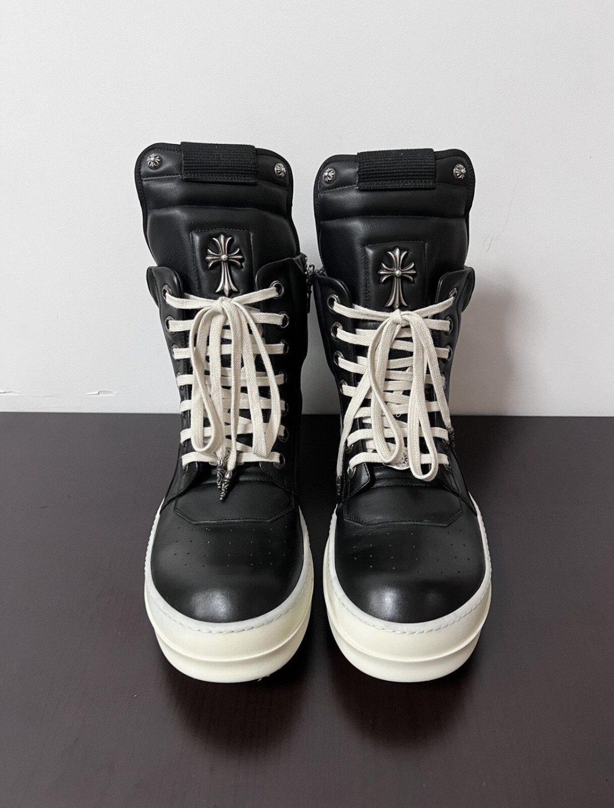 Size 10 - Chrome Hearts x Rick Owens Geobasket High Black | eBay