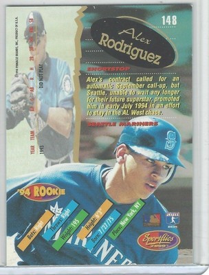 Alex Rodriguez 1994 Sportflics Rookie Traded RC Card# 148