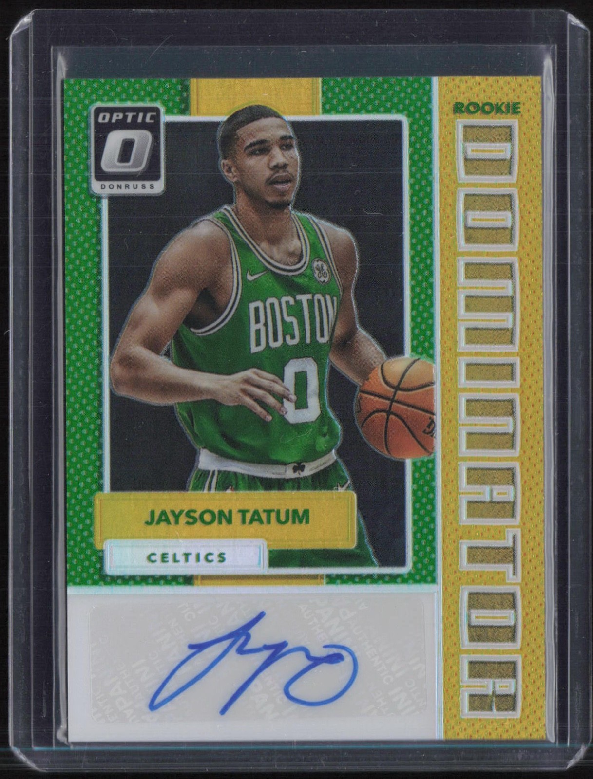 2017 Panini Donruss Optic Dominator Gold Prizm Jayson Tatum 10/10 Auto RC Rookie