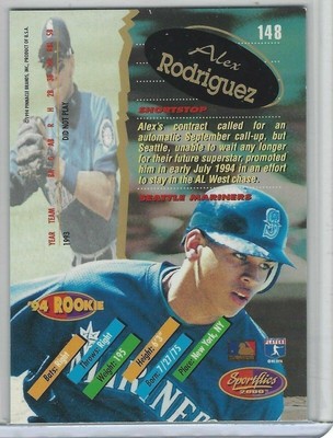Alex Rodriguez 1994 Sportflics Rookie Traded RC Card# 148