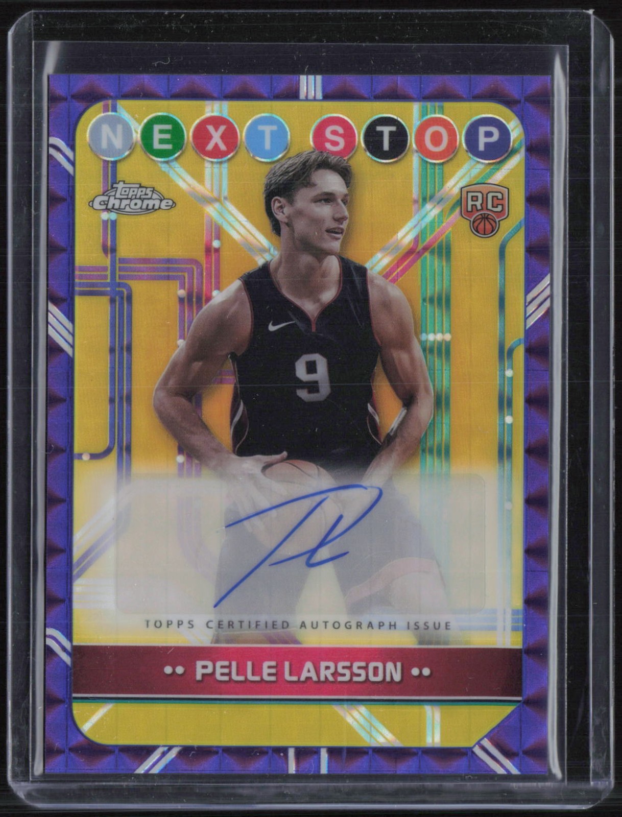 2024 Topps Chrome Next Stop Purple Geometric Refractor Pelle Larsson Auto RC
