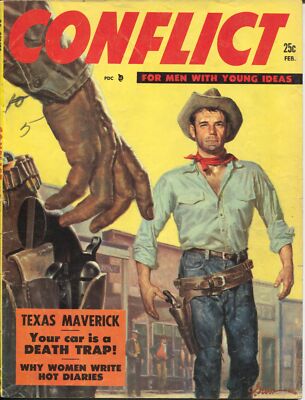 MAG: Conflict #2 2/1956-George Gross gunfight cover-cheesecake-pulp thrills-VG