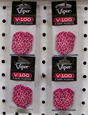 4 Sets Pink Cheetah Slim Shape Dart Flights