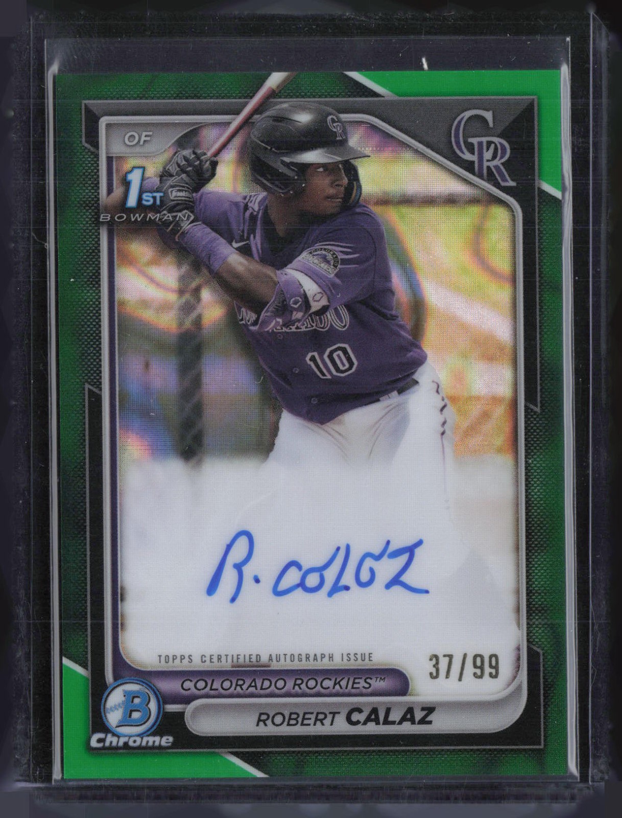 2024 Bowman Chrome Green lava Refractor Robert Calaz 37/99 Auto RC Rookie