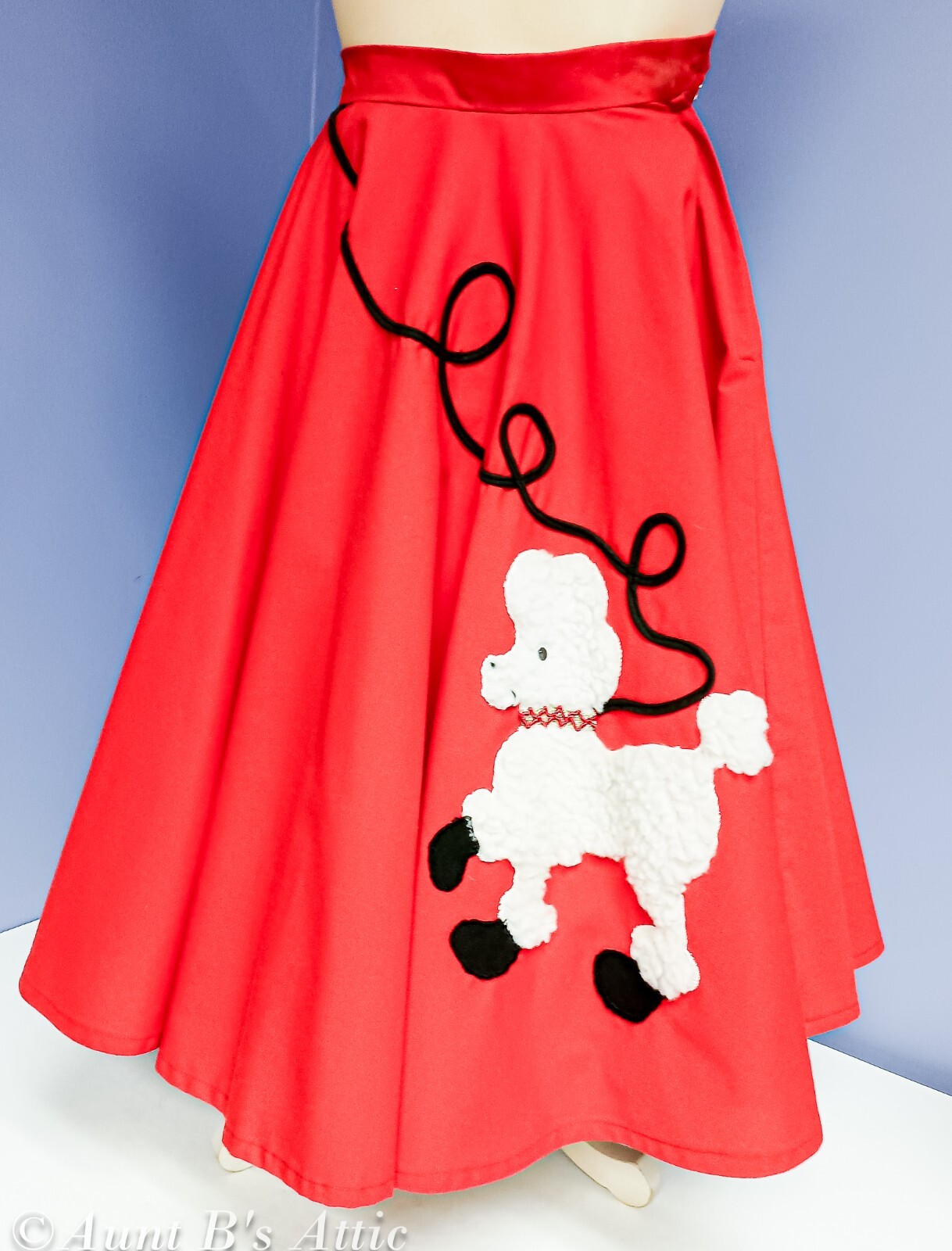 Poodle Skirt Handmade Red Twill Ladies/Girls 25