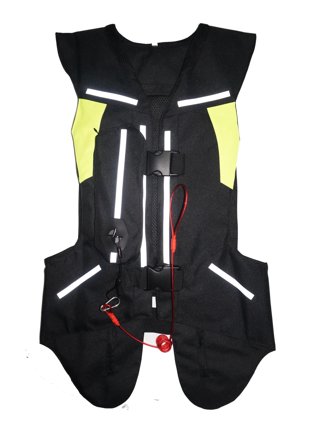 Motorcycle Airbag Vest Reflective Motorcycle Inflatable Vest Automatic/Manual Inflation The All-Season Biker Jacket (Color : Black, Size