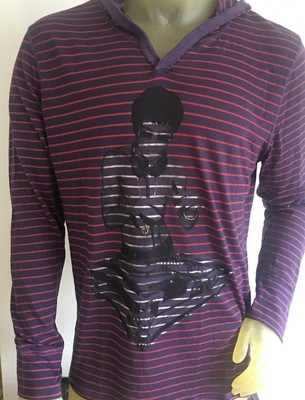 tony stark purple striped shirt