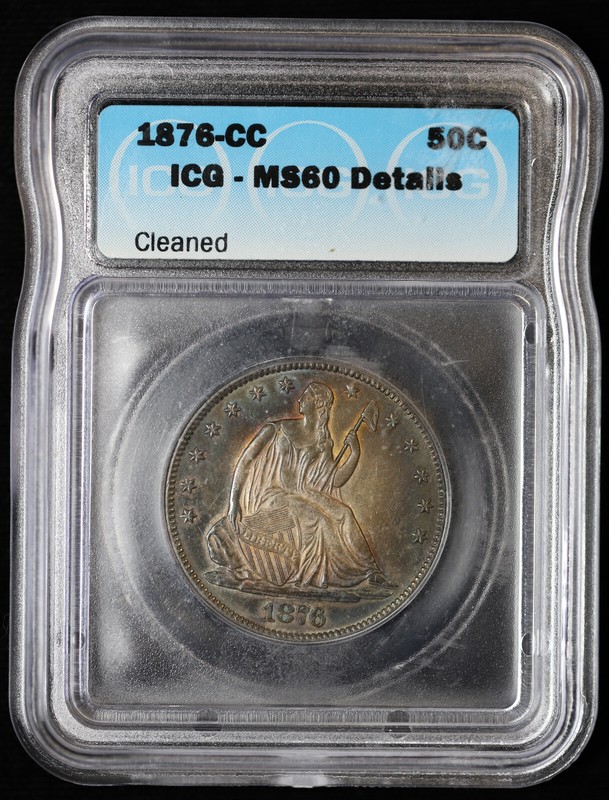 1876-CC Seated Liberty Half Dollar 50c ICG MS 60 Details