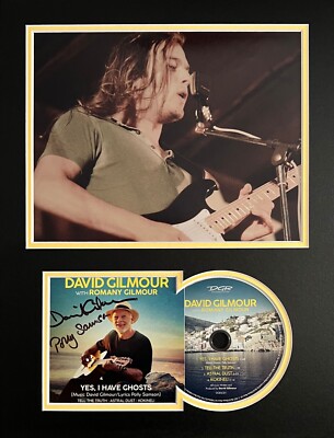 DAVID GILMOUR, POLLY SAMSON SIGNED THEATRE FOR DREAMERS CD MOUNT DISPLAY