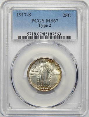 1917-S PCGS MS67 TYPE-2 STANDING LIBERTY QUARTER