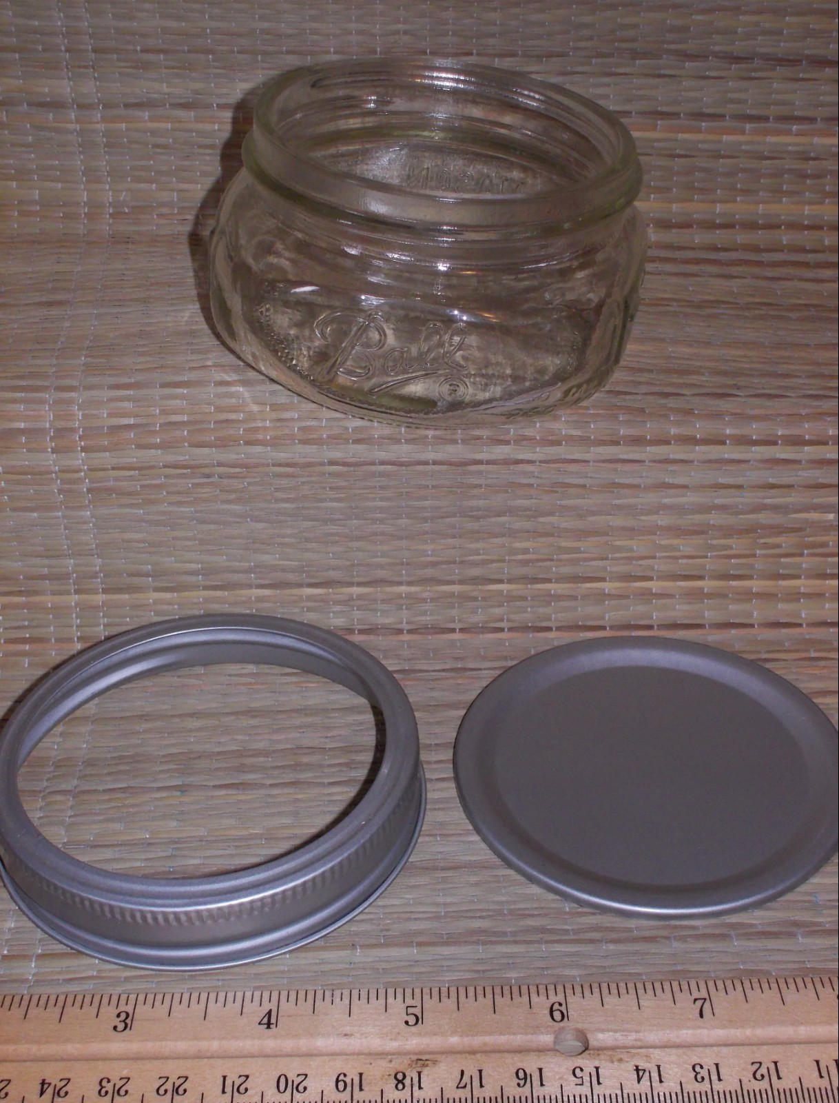 Ball brand 250 ml 1/2 pint canning jar & ring clear glass wide mouth jam chutney