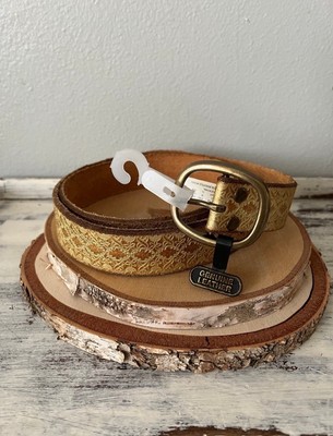 Genuine Leather Gold Tooled & Embossed Belt Women s XXL NEW NWT