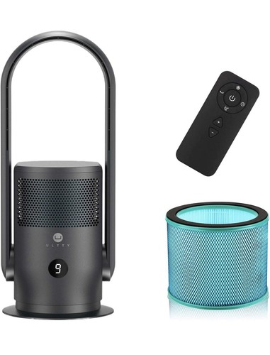 Bladeless Tower Fan and Air Purifier in one, 90° Oscillating Black W/Remote