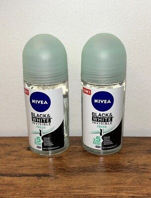 2 pcs NIVEA BLACK & WHITE INVISIBLE FRESH & ANTIBACTERIAL ROLL ON 50ML