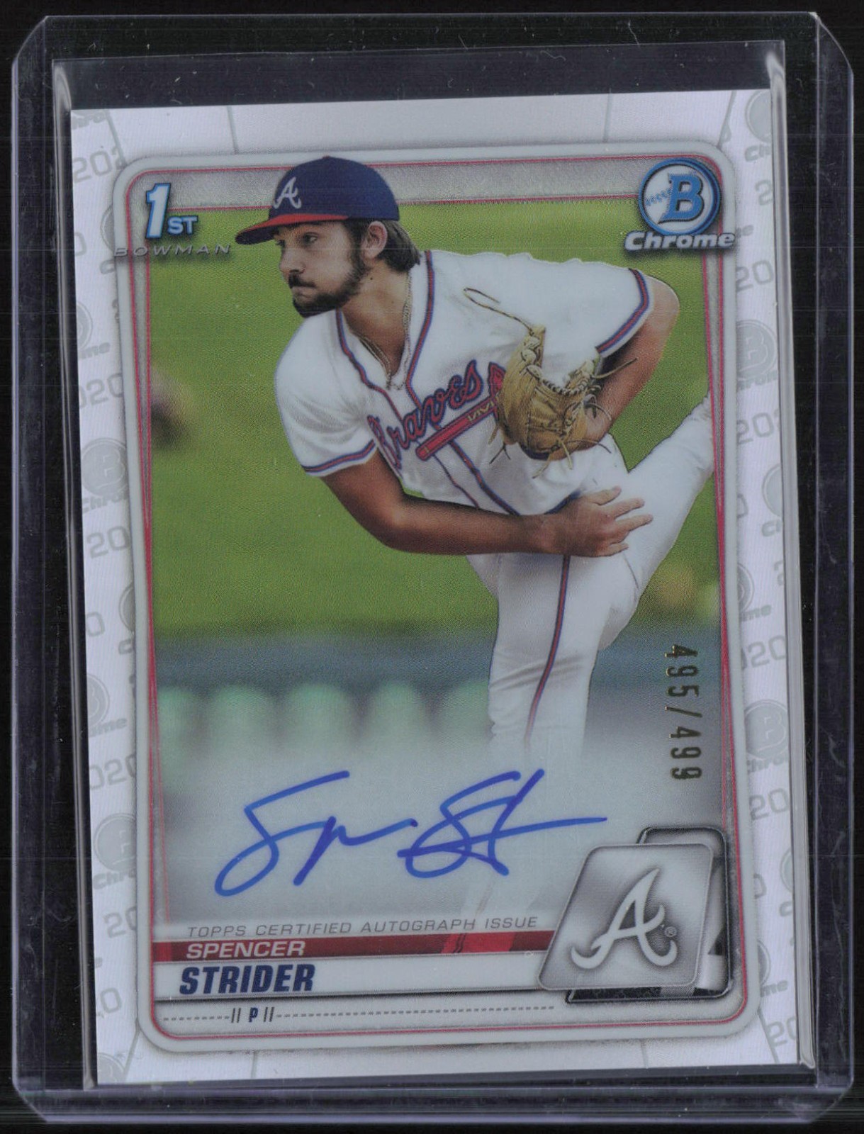 2020 Bowman Chrome Refractor Spencer Strider 495/499 Auto RC Rookie