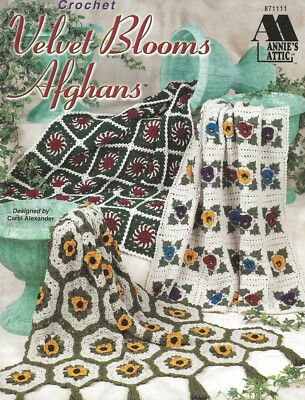 Velvet Blooms Afghans Crochet Floral Peppermint Rose Golden Poppies Pink Dogwood