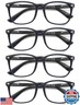 HAPJOYS Black Reading Glasses for Women Men Blue Light Blocking Square Computer Readers +1.75 Blue Ray Magnifying Cheater Glasses 4 Pack Anti Glare Reduce Eyestrain Protect Eyes