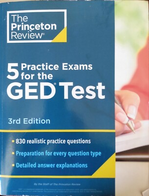 PRINCETON REVIEW 5 Practice Exams GED Test Prep 3rd Ed High School Equivalency
