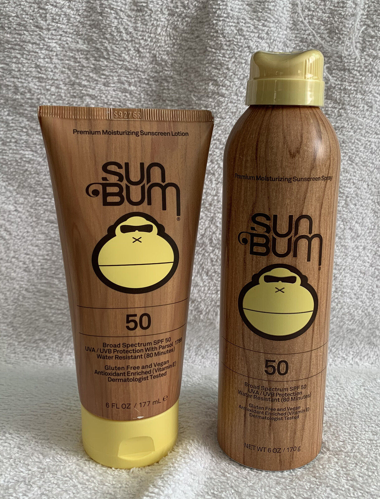2 Sun Bum Sunscreen SPF 50 Suntan Lotion & Spray 6 oz Water Re...
