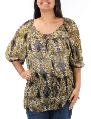 

Женский зеленый топ ALFANI с круглым вырезом и рукавами-колокольчиками. Размер