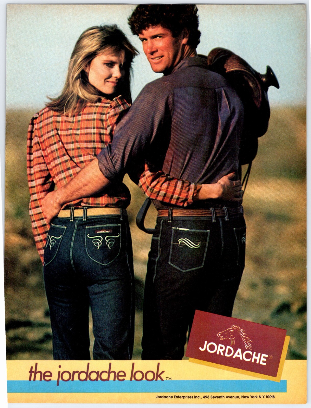 1982 young woman man jordache jeans Vintage 8 X 10.75 Magazine Ad 1980 s M314