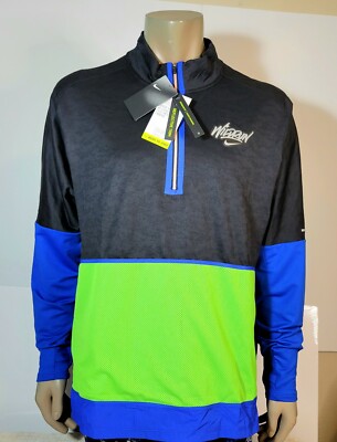 NIKE Wild Run Element Mens 1/2 Zip Running Training Jacket Black Blue L XL 2XL