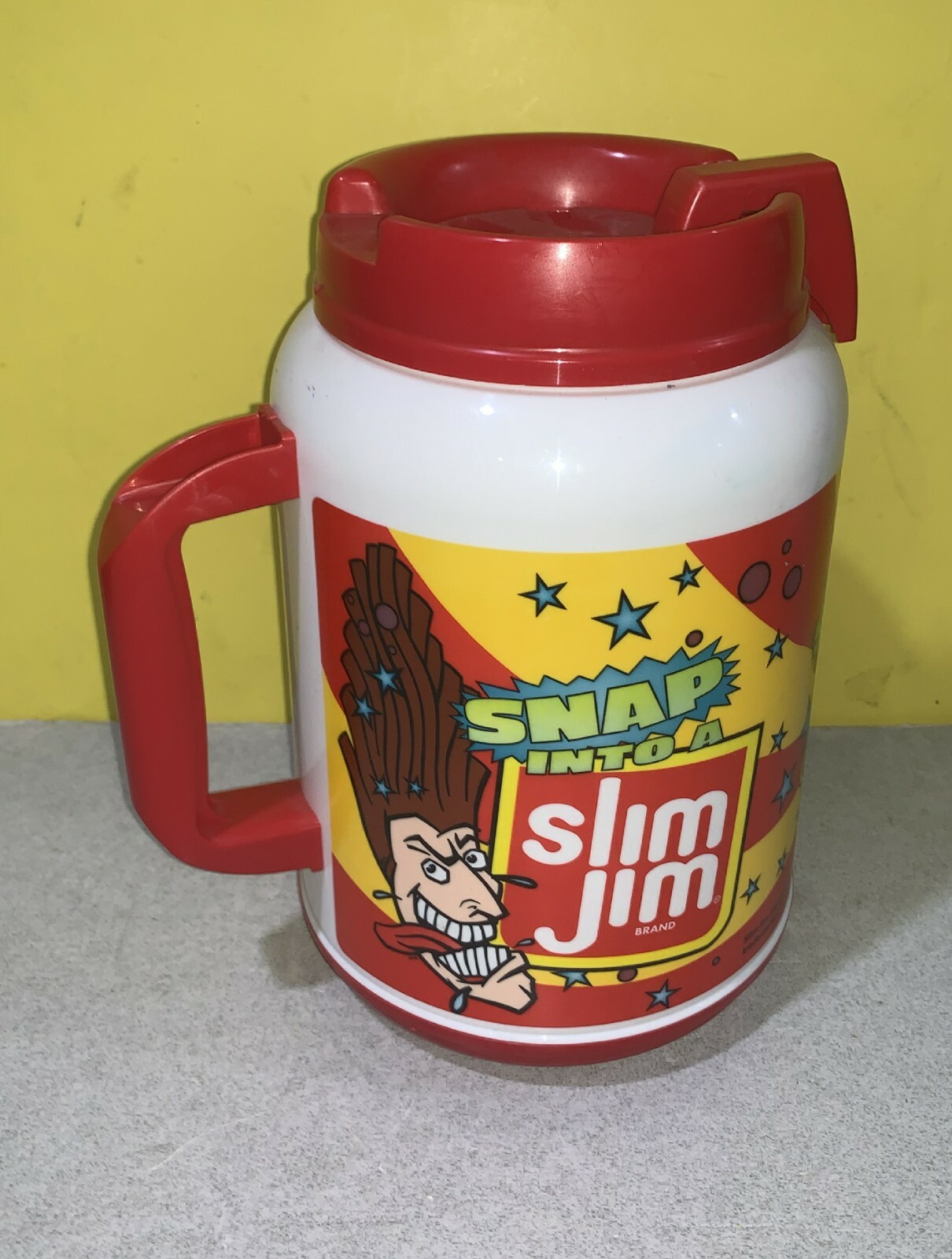 Slim Jim 64oz Mug Cup Insulated Oversized Snap Into Red Slim Jim 64oz Mug Cup Insulated Oversized Snap Into Red