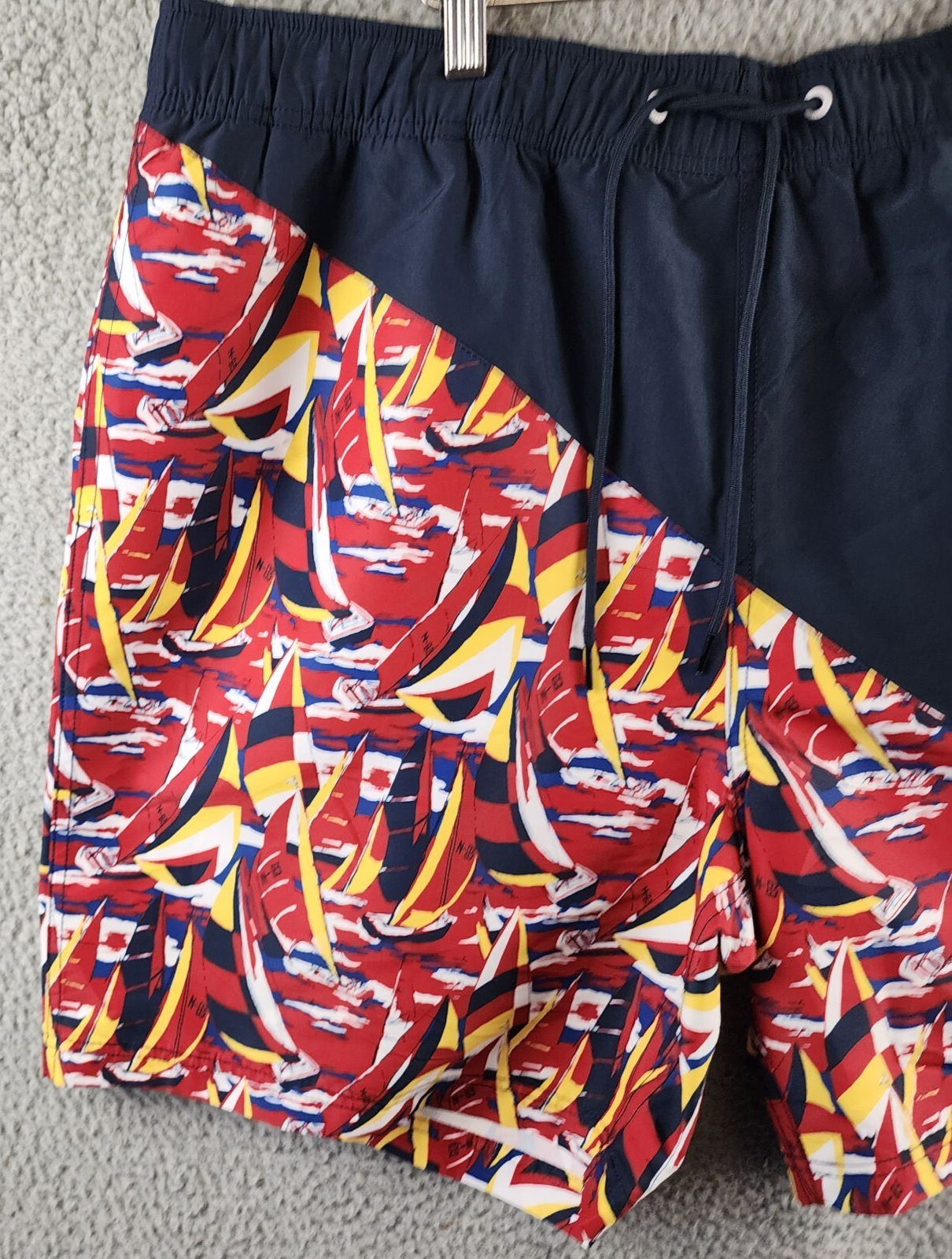 Nautica Heritage Diagonal Full Elastic Waist Swim Trunks Men's XXL Navy Multi - Picture 3 of 11