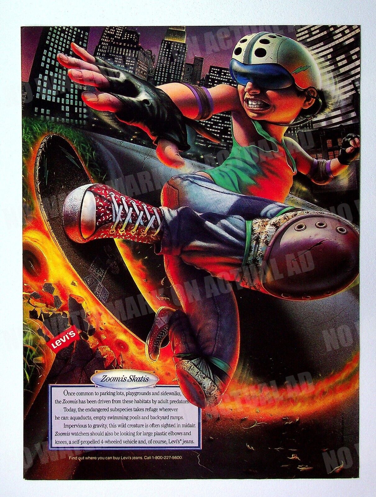 Levi's Blue Jeans Skateboarding 1989 Trade Print Magazine AD Levi's Blue Jeans Skateboarding 1989 Trade Print Magazine AD