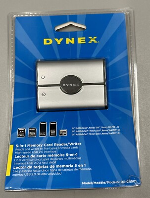 Dynex 5-in-1 Memory Card Reader/Writer  DX-CR501 For SD/MMC/MS/MS-PRO/XD New