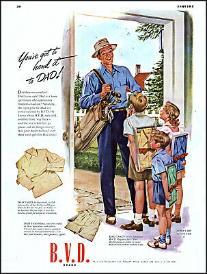 1947 BVD Men's Clothing father's day kids gifts golf vintage art print ad L66