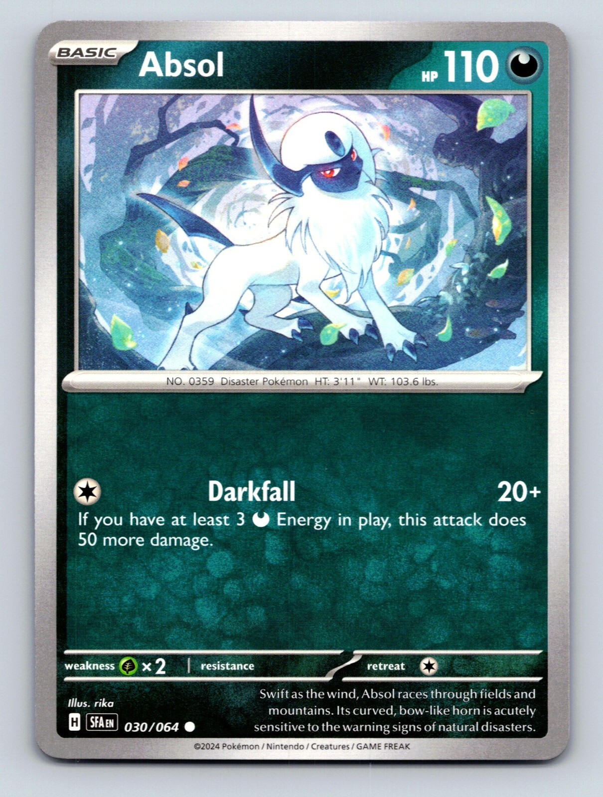 Absol HP 110 Darkfall Attack Rarity Green Pokémon Card | eBay