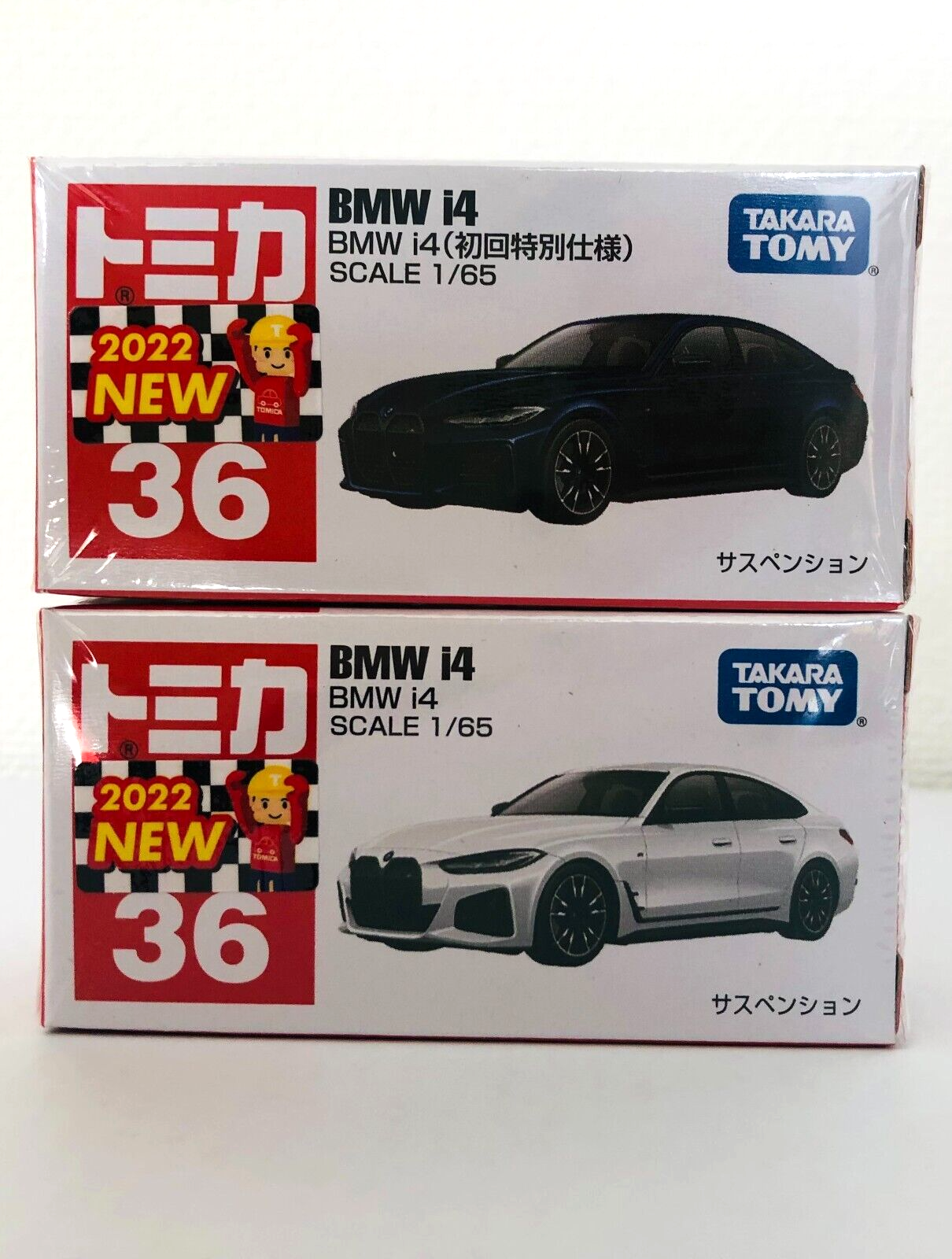 Takara Tomy TOMICA No.36 BMW i4 White Navy SET 1/65 Mini Car