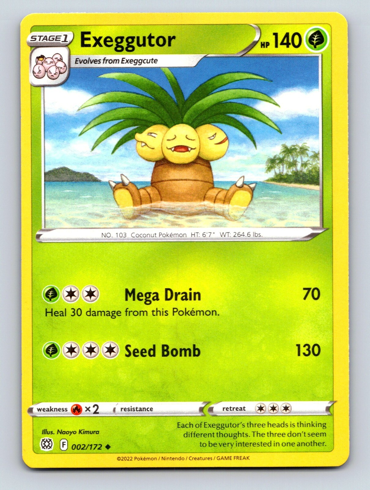 Exeggutor HP 140 Mega Drain Seed Bomb Rarity Green Colorful