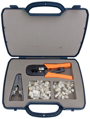 Modular Crimping Tool Set - Includes Ratcheting Crimping Tool, Round / Flat C...