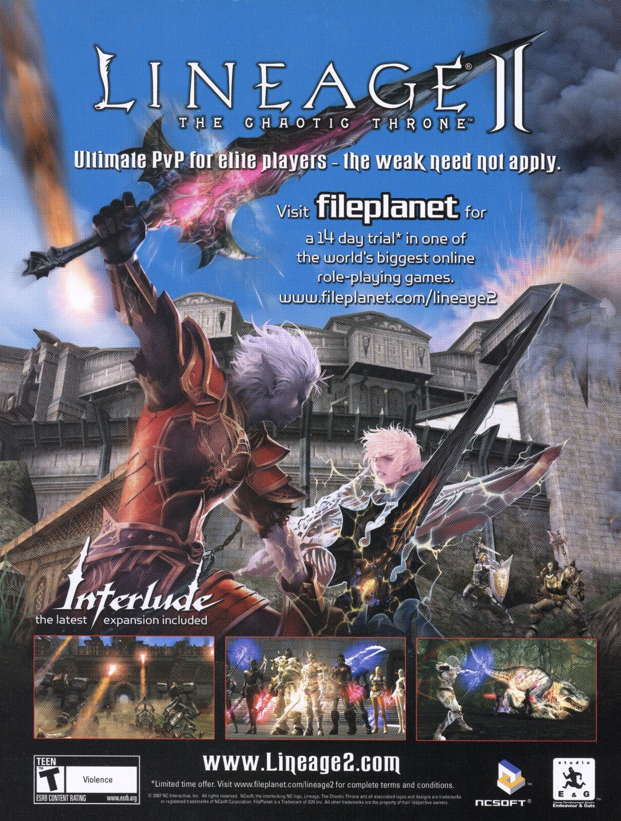 LINEAGE II: THE CHAOTIC THRONE ポスター Lineage II 2 The Chaotic Throne PC 2007 Game (MMORPG) Promo